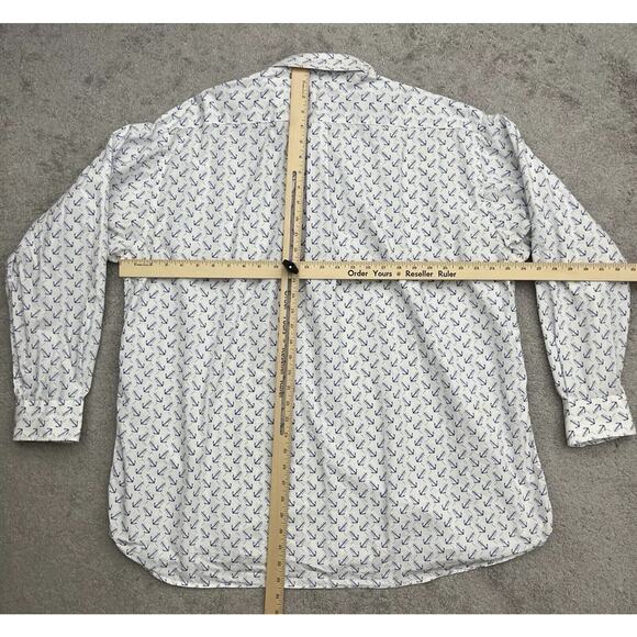 Gitman Bros Button Down Shirt Mens 18.5 35 Nautical Anchor Print Boat Ocean - Picture 12 of 15